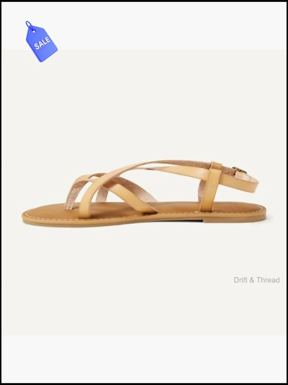 Strappy Slide Sandals with Padded Insole Adjustable Ankle Strap Faux Leather